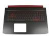 Tastatur inkl. Topcase DE (deutsch) schwarz/schwarz mit Backlight (GTX 1660Ti) original für Acer Aspire Nitro 5 (AN517-51)