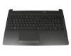 Tastatur inkl. Topcase DE (deutsch) schwarz/schwarz (gebürstete Metalloptik) original für HP 15-da1600