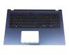 Tastatur inkl. Topcase DE (deutsch) schwarz/blau mit Backlight original für Asus VivoBook 15 D509DA