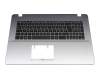 Tastatur inkl. Topcase DE (deutsch) schwarz/silber mit Backlight original für Asus VivoBook F705QA