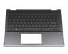 Tastatur inkl. Topcase DE (deutsch) schwarz/schwarz mit Backlight original für HP Pavilion x360 14-dh0400