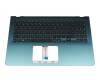 Tastatur inkl. Topcase DE (deutsch) schwarz/türkis mit Backlight original für Asus VivoBook S15 X530FN