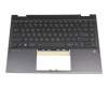 Tastatur inkl. Topcase DE (deutsch) schwarz/schwarz/silber ohne Hintergrundbeleuchtung original für HP Pavilion x360 14-dw0000