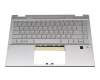 Tastatur inkl. Topcase DE (deutsch) silber/silber mit Backlight Fingerprint / Hintergrundbeleuchtung original für HP Pavilion x360 14-dw0000