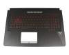 V170762EE1 Original Sunrex Tastatur inkl. Topcase DE (deutsch) schwarz/rot/schwarz mit Backlight